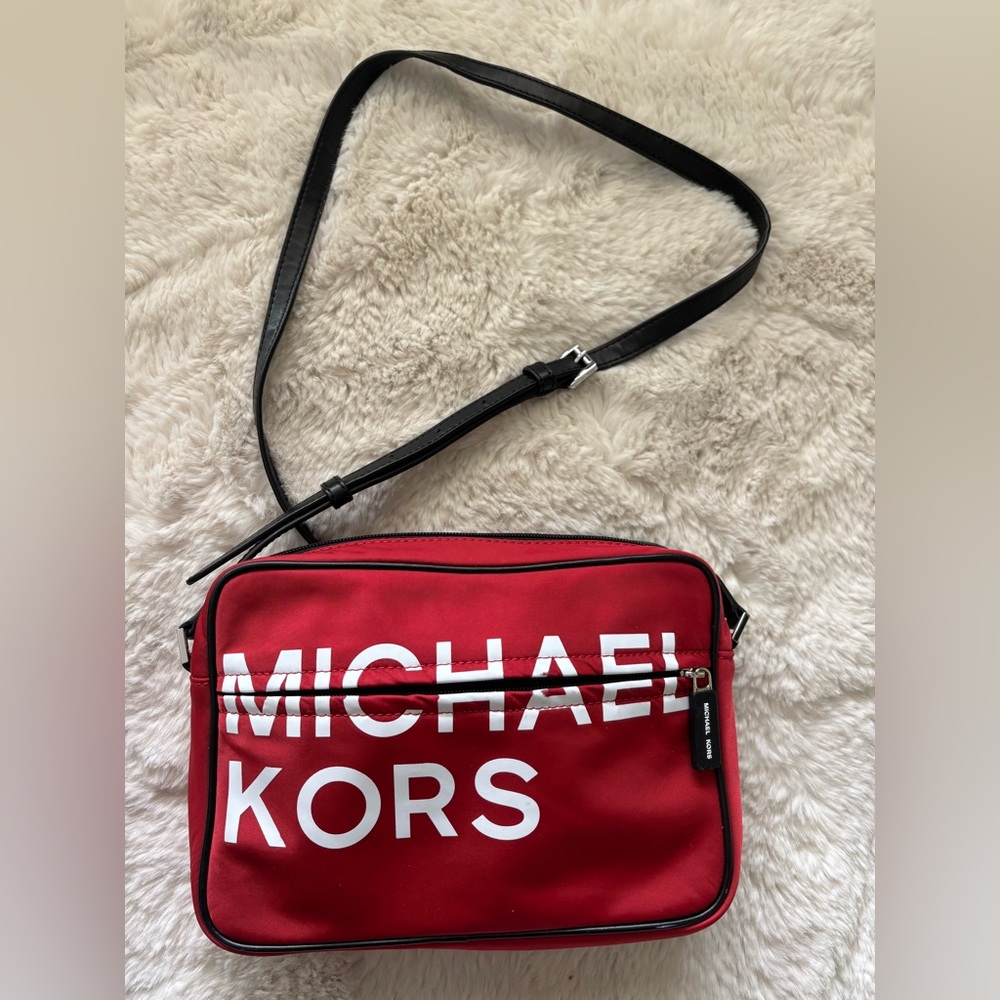 Michael Kors Red Sport Nylon Belted Waist Crossbody Fanny Logo Pack Bag